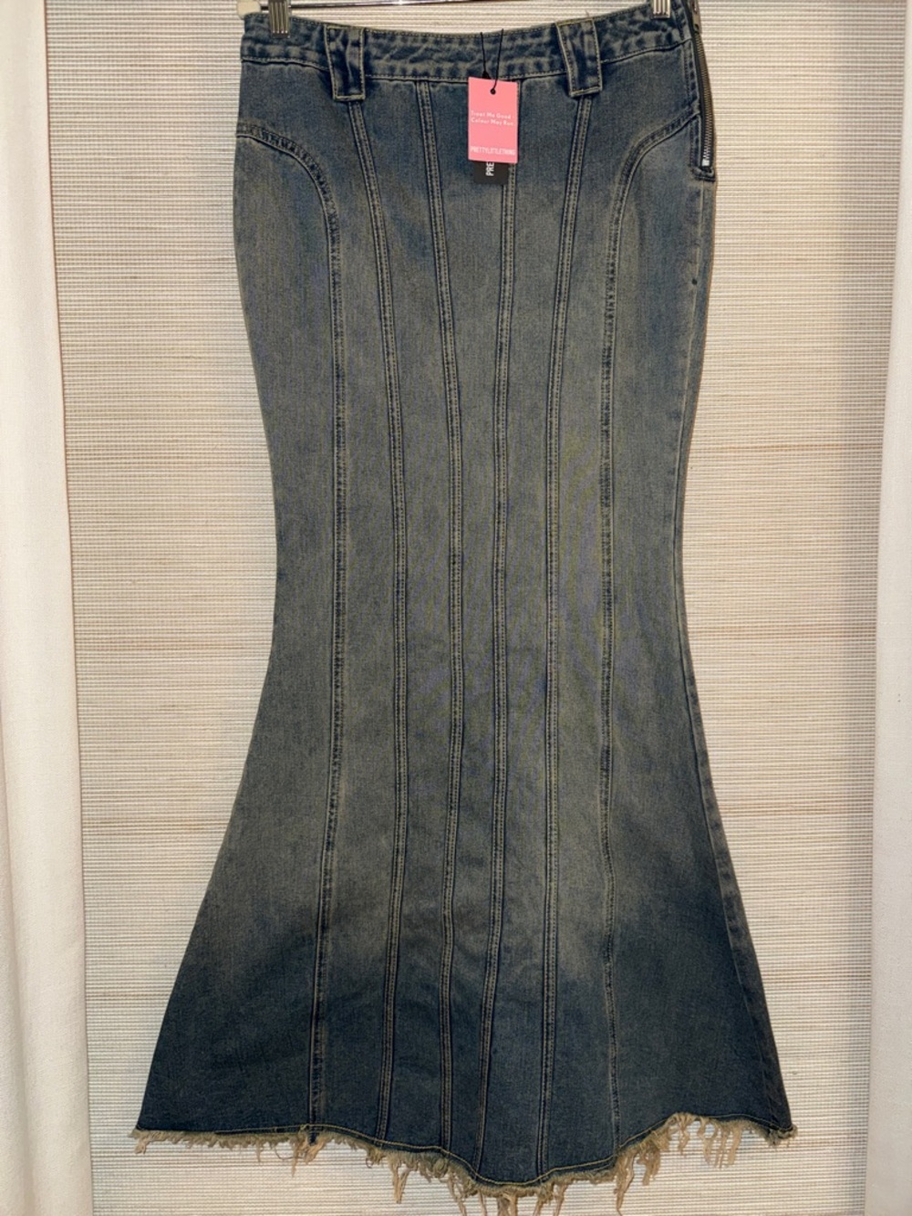 PrettyLittleThing Denim Mermaid Skirt in Washed Blue - Size 4 Tall - NWT